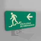 30x20cm / escaleras de emergencia izquierda / fotoluminicente / señal / letrero / protección civil / verde