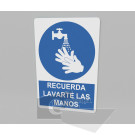 20x30cm / recuerda lavarte las manos / señal / letrero / protección civil / azul fondo blanco