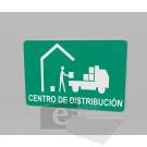 20x30cm / protección civil / señal / letrero / centro de distribución izquierda / verde