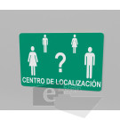20x30cm / centro de localización / señal / letrero / protección civil / verde