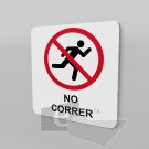 20x20cm / no correr / Señal / letrero / protección civil / fondo blanco