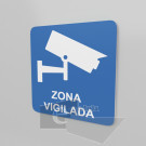 15x15cm / zona vigilada / señal / letrero / protección civil / azul
