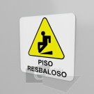 15x15cm / piso resbaloso / señal / letrero / protección civil / fondo blanco
