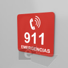 15x15cm / 911 emergencias / Señal / letrero / protección civil / rojo