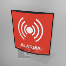 20x20cm / alarma / señal / letrero / protección civil / curvo / rojo